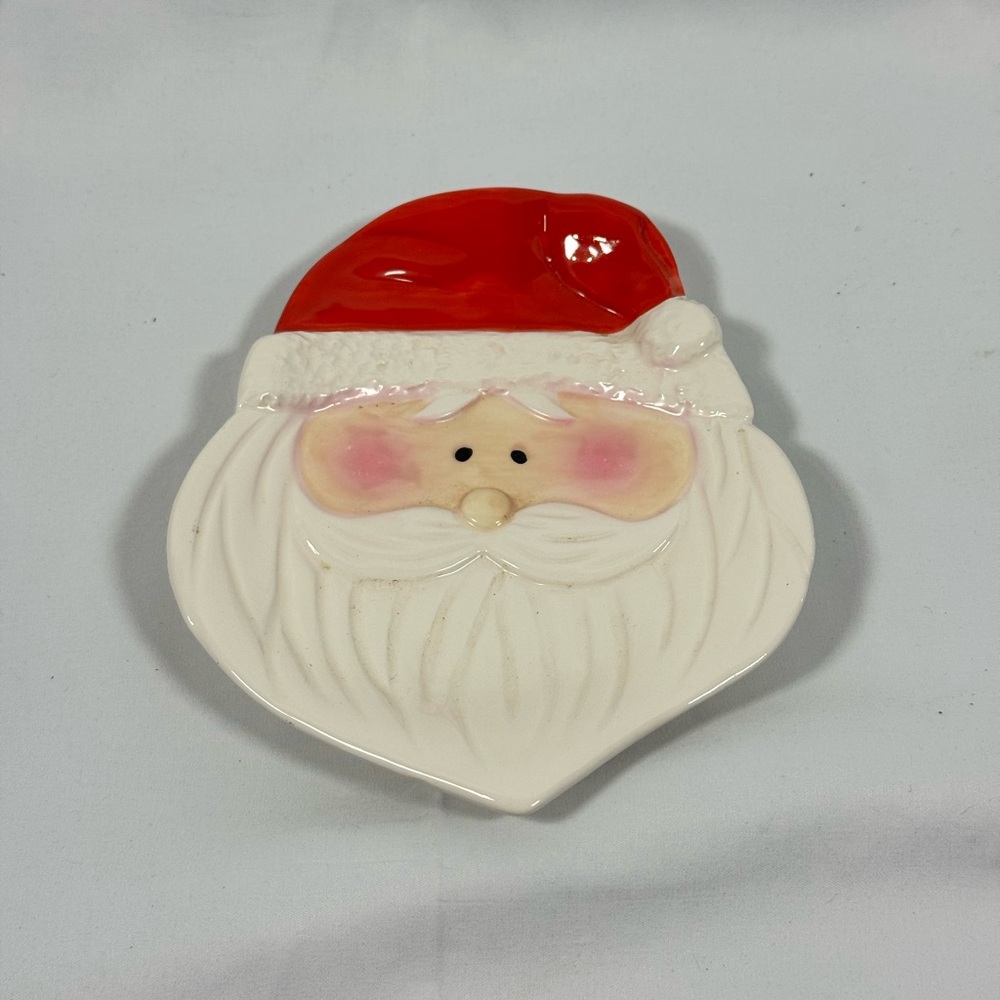 Festive‎ Santa Claus Ceramic Plate - Red and White